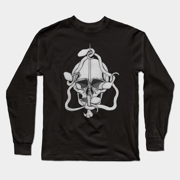 Snakes and Skull Long Sleeve T-Shirt by AlstonArt